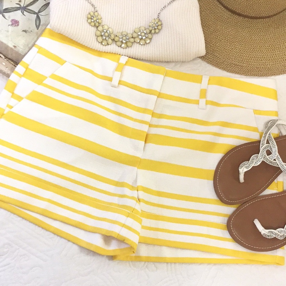 New York & Co. Yellow Striped Shorts